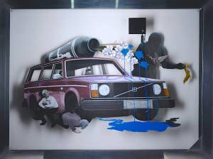 Oh darling please do be quiet - 2016 - Oil painting on three panels of perspex - 210cm x 160cm